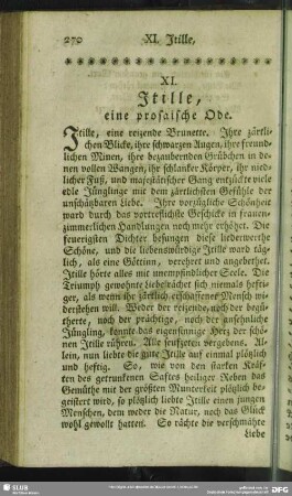 XI. Itille, eine prosaische Ode