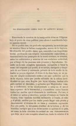 III. La inmigración china bajo su aspecto moral