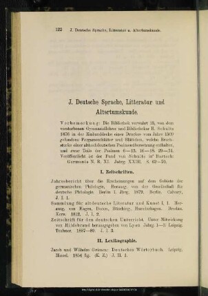 J. Deutsche Sprache, Litteratur und Altertumskunde
