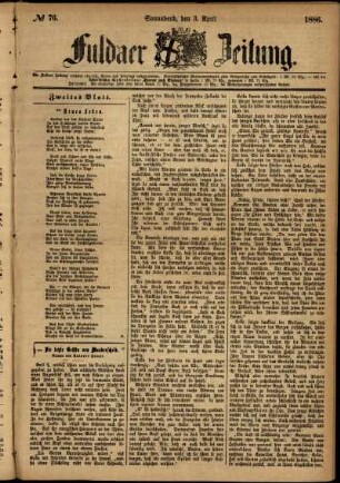 Ausgabe vom Samstag, den 03. April 1886.