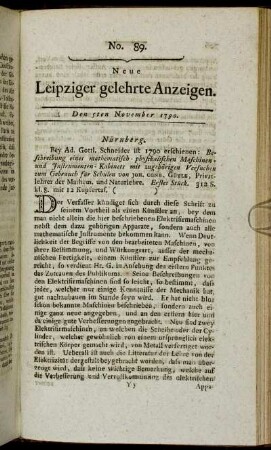 No. 89. Den 5ten November 1790.