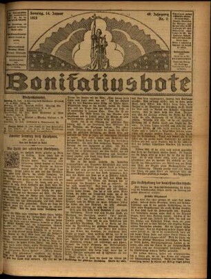 Ausgabe vom Sonntag, den 14. Januar 1923.