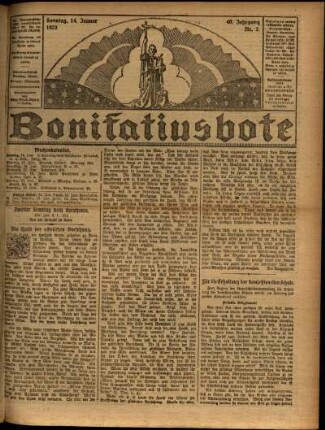 Ausgabe vom Sonntag, den 14. Januar 1923.