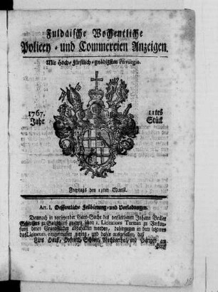 11tes Stück, Ausgabe vom 13. Martii 1767
