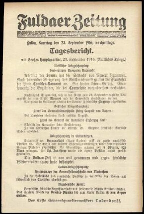 Ausgabe vom Samstag, den 23. September 1916.