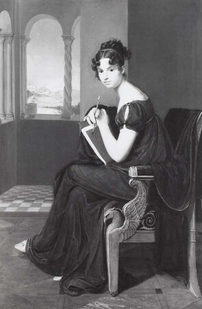 Junge Dame mit Zeichengerät : Dame mit Zeichengerät, Gemälde, 19. Jh.