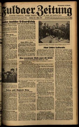 Ausgabe vom Freitag, den 01. März 1940.