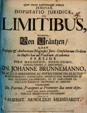 Disp. iur. de limitibus, German. von Gräntzen