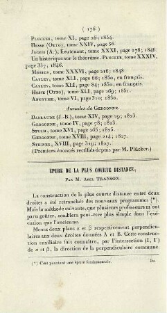Épure de la plus courte distance.
