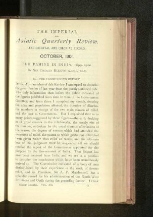 The Famine in India, 1899-1900. II. The Commisions Report.