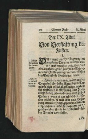 Der IX. Titul. Von Verstattung der Fristen.