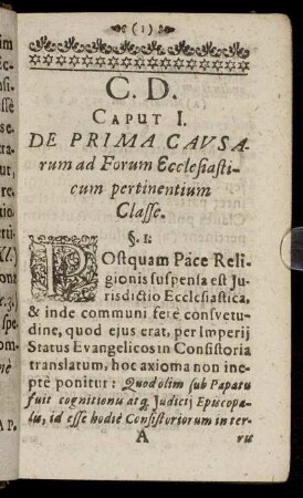 Caput I. De Prima Causarum ad Forum Ecclesiasticum pertinentium Classe.