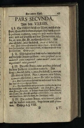 Der andere Theil: Pars Secunda. Von den Verbis