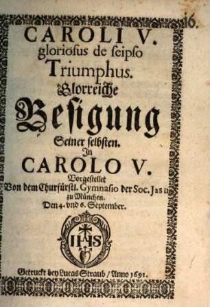 Triumphus Caroli V. gloriosus de se ipso : [Periocha]
