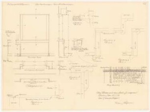 Wohnhaus Böhmer, Heidelberg: Werkzeichnung für Fensternischen: Grundrisse, Ansichten, Schnitte 1:10, Details 1:1