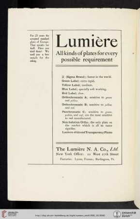 The Lumière N. A. Co., Ltd. [Plates]