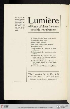 The Lumière N. A. Co., Ltd. [Plates]