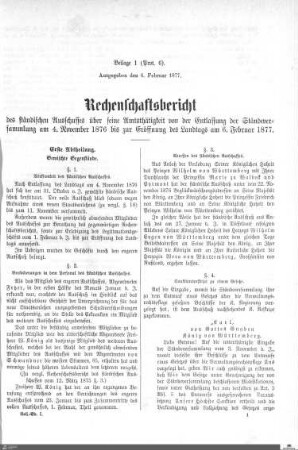 Rechenschaftsbericht des ständischen Ausschusses