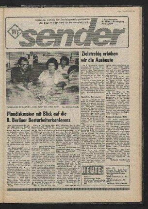 Betriebszeitung 'WF-Sender', Nr.31/1983 (1. Augustausgabe 1983)