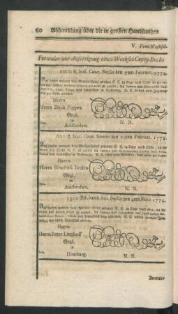 Formular zur Anfertigung eines Wechsel-Copey-Buchs