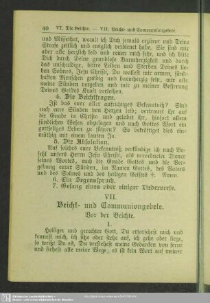VII. Beicht- und Communiongebete