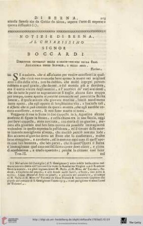 Notizie di Berna. Al chiarissimo Signor Borccardi