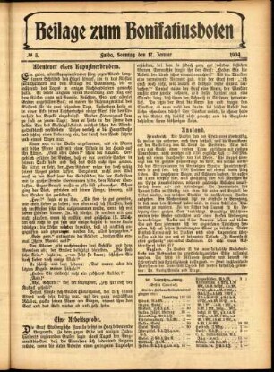 Zweite Ausgabe vom Sonntag, den 17. Januar 1904.