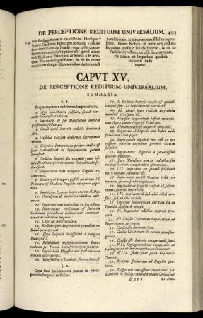 Caput XV. De Perceptione Redituum Universalium.