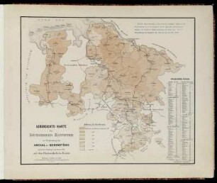 Uebersichts-Karte des Königreichs Hannover zur Vergleichung der Anzahl der Bienenstöcke nach der Zählung vom Decbr. 1861 mit dem Flächeninhalte der Bezirke