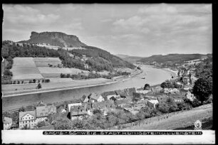 Blick auf Stadt Königstein an der Elbe mit Lilienstein