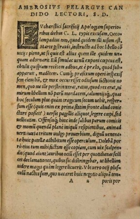 Hyperaspismus Sive Propugnatio Apologiae Ambrosii Pelargi, quo Eucharistiae sacrificium ab Oecolampadiana calumnia strenue asseritur