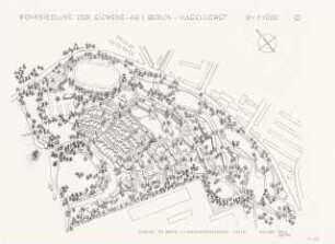 Wohnsiedlung der Siemens AG, Berlin-Haselhorst: Perspektivische Ansicht 1:1000