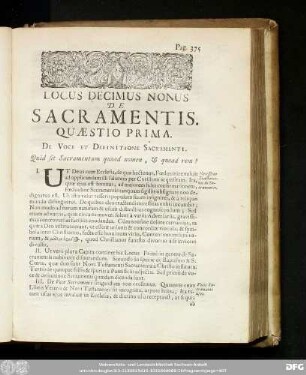 Locus Decimus Nonus De Sacramentis.
