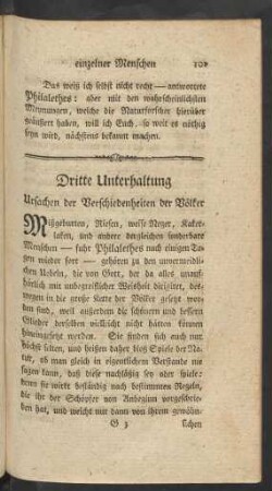 Dritte Unterhaltung. Ursachen der Verschiedenheiten der Völker
