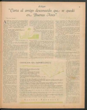 "Carta al amigo desconocido que se quedó en Buenos Aires" : "Cabo San Antonio"