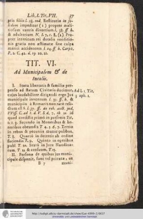 LIB. I. TIT. VI. Ad Municipalem & de Incolis