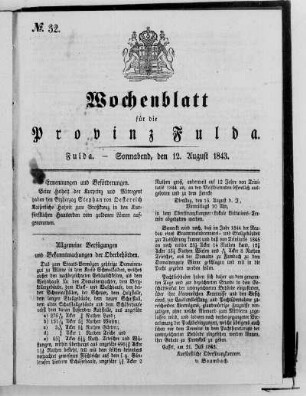 Nr. 32, Ausgabe vom 12. August 1843