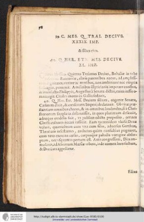 39. C. Mes. Q. Trai. Decius. XXXIX. Imp. & filius eius 40. Q. Her. Etr. Decius. XL. Imp.