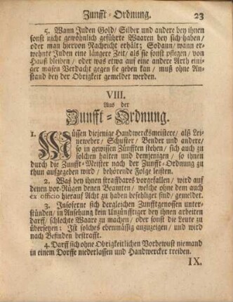 VIII. Aus der Zunfft-Ordnung.