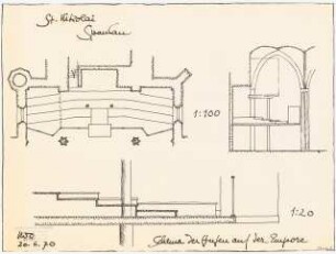 Evangelische St. Nikolai-Kirche, Berlin-Spandau Orgel: Schema Stufen auf der Empore 1:100, 1:20
