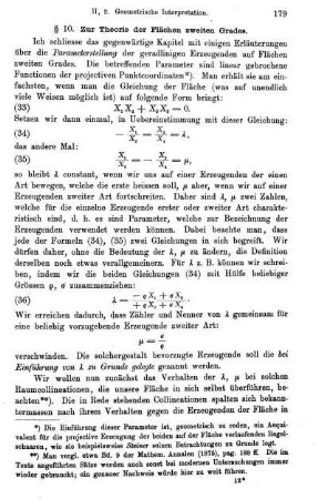 § 10. Zur Theorie der Flächen zweiten Grades.