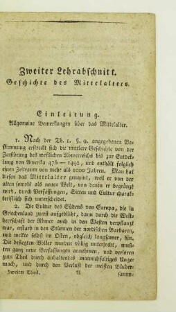 Einleitung. Allgemeine Vorbemerkungen über das Mittelalter