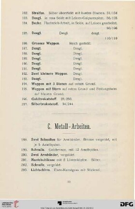 Metall-Arbeiten (Nr. 198-326)