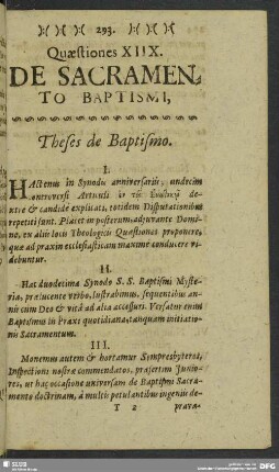 Disputatio XI. Theses de Baptismo