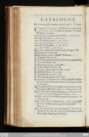 Catalogue De Livers qui se trouvent chez le même Libraire.