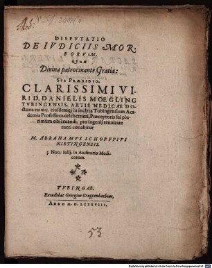 Disputatio de iudiciis morborum