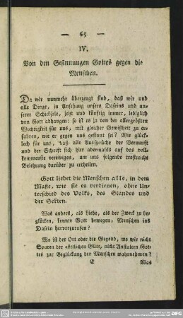 IV. Von den Gesinnungen Gottes gegen die Menschen