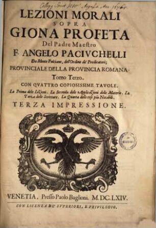 Angeli Paciuchelli Lezioni morali sopra Giona profeta, 3
