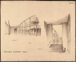Staatstheater Kassel: (Lichtpause von Inv.Nr. 35799): Standpunkt 5 und 6 Foyer Perspektivische Ansichten