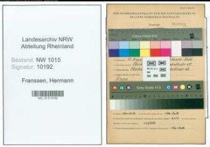Entnazifizierung Hermann Franssen , geb. 12.08.1910 (Ingenieur)